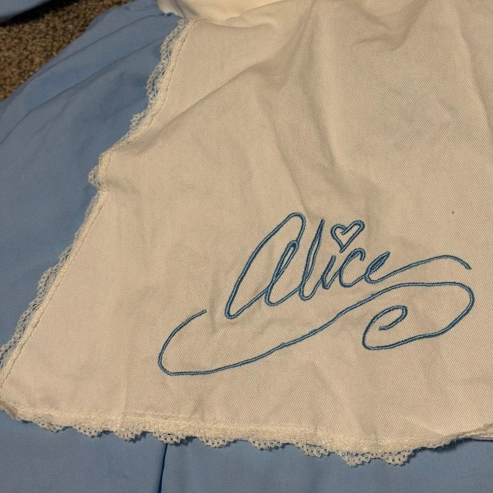 Vintage Disney Parks Alice in Wonderland Blue Costume Dress Apron Girls Size S